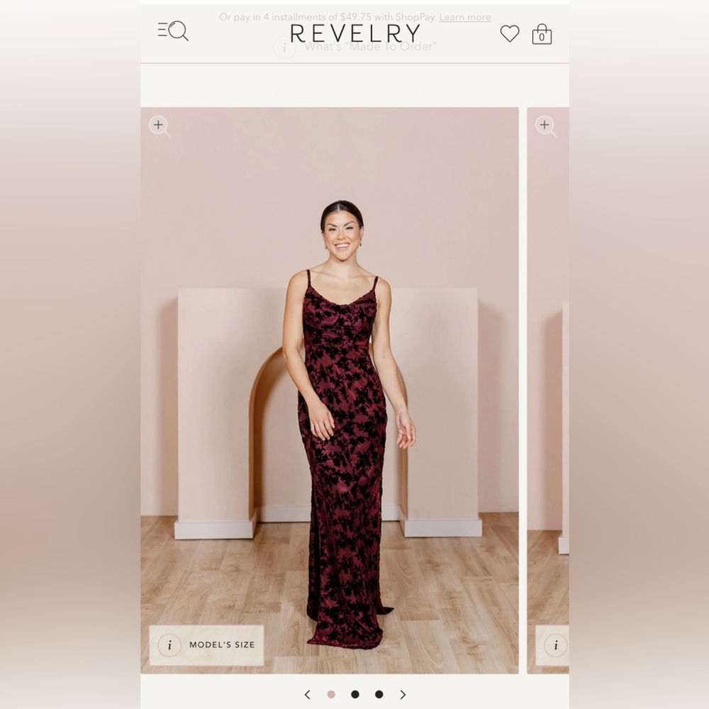REVELRY - Skye Floral Burnout Velvet Dress - Burgundy Size 30